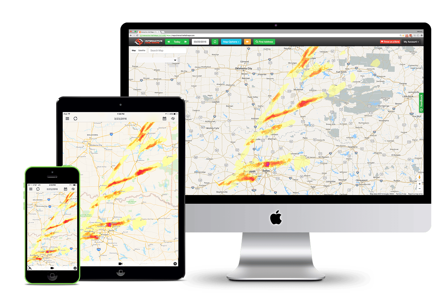 Storm Scout screenshots shown across multiple devices